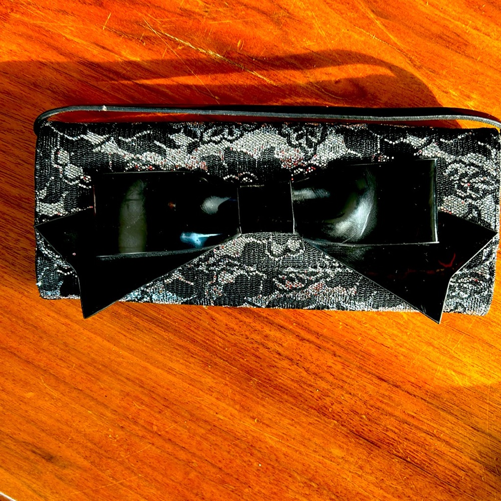 Silver and lace clutch purse